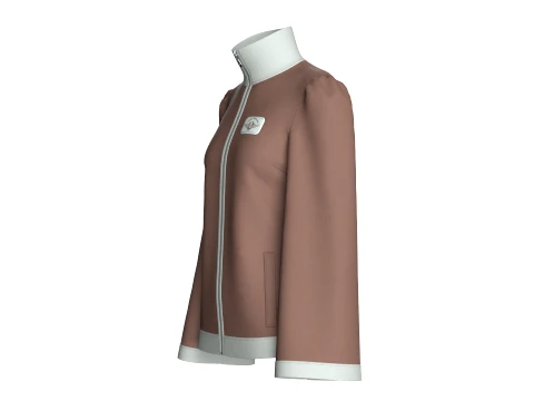 Girls Zip-Up High Neck Jacket With Patch 3D Model