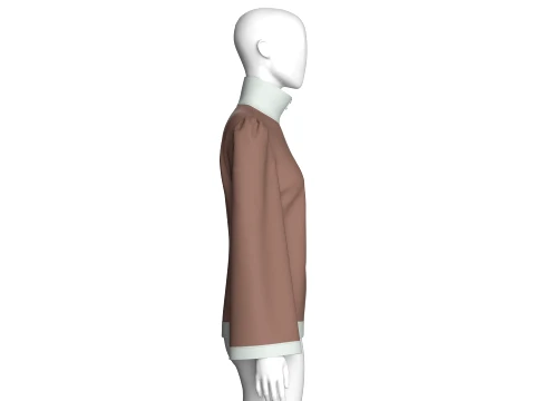 Girls Zip-Up High Neck Jacket With Patch 3D Model