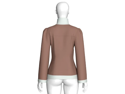 Girls Zip-Up High Neck Jacket With Patch 3D Model