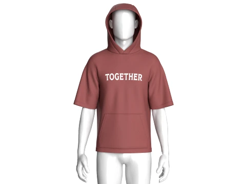 Men Printed Short-Sleeve Hoodie 3D Model