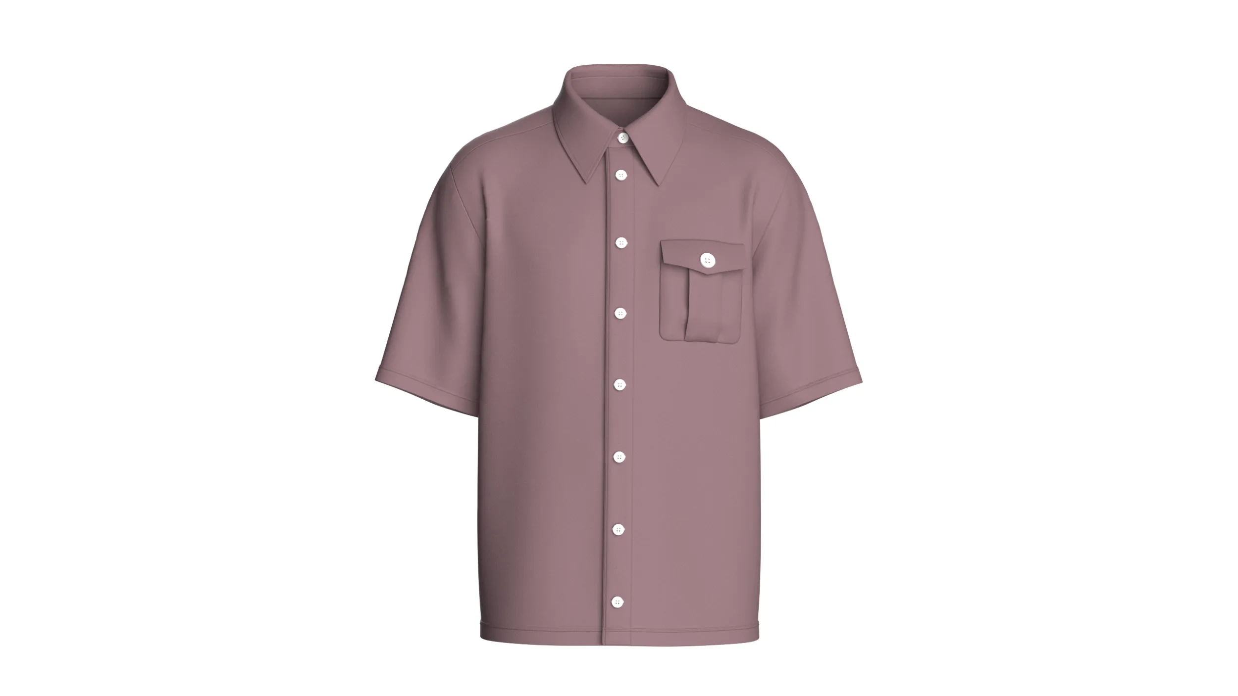 Men Short Sleeve Button-Up Shirt 3D Model .c4d .max .obj .3ds .fbx .stl .blend 