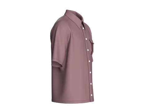 Men Short Sleeve Button-Up Shirt 3D Model