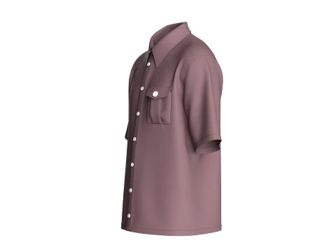 Men Short Sleeve Button-Up Shirt 3D Model
