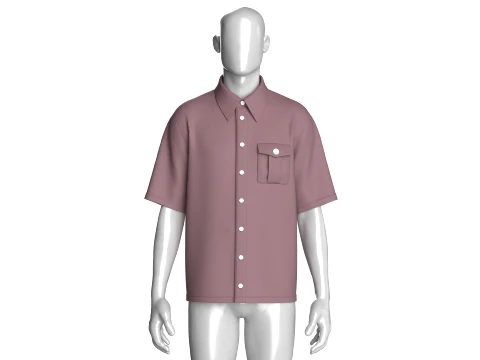Men Short Sleeve Button-Up Shirt 3D Model