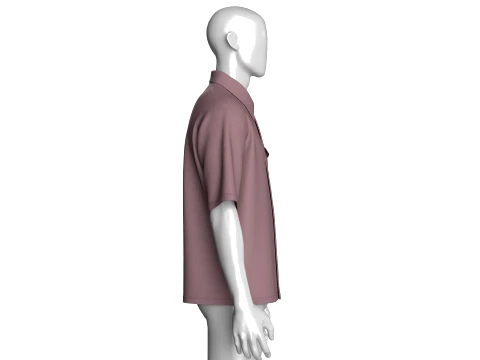 Men Short Sleeve Button-Up Shirt 3D Model