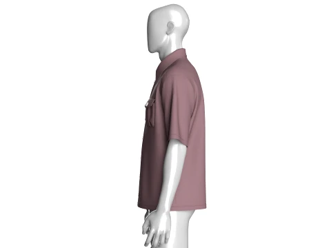 Men Short Sleeve Button-Up Shirt 3D Model
