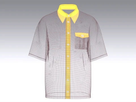 Men Short Sleeve Button-Up Shirt 3D Model