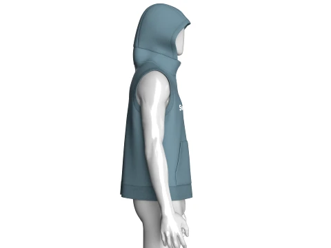 Men Sleeveless Hooded Jacket 3D Model