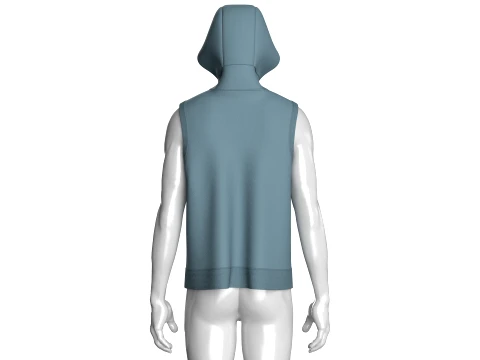 Men Sleeveless Hooded Jacket 3D Model