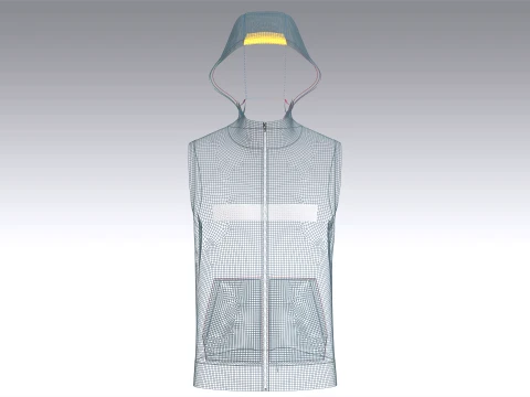 Men Sleeveless Hooded Jacket 3D Model