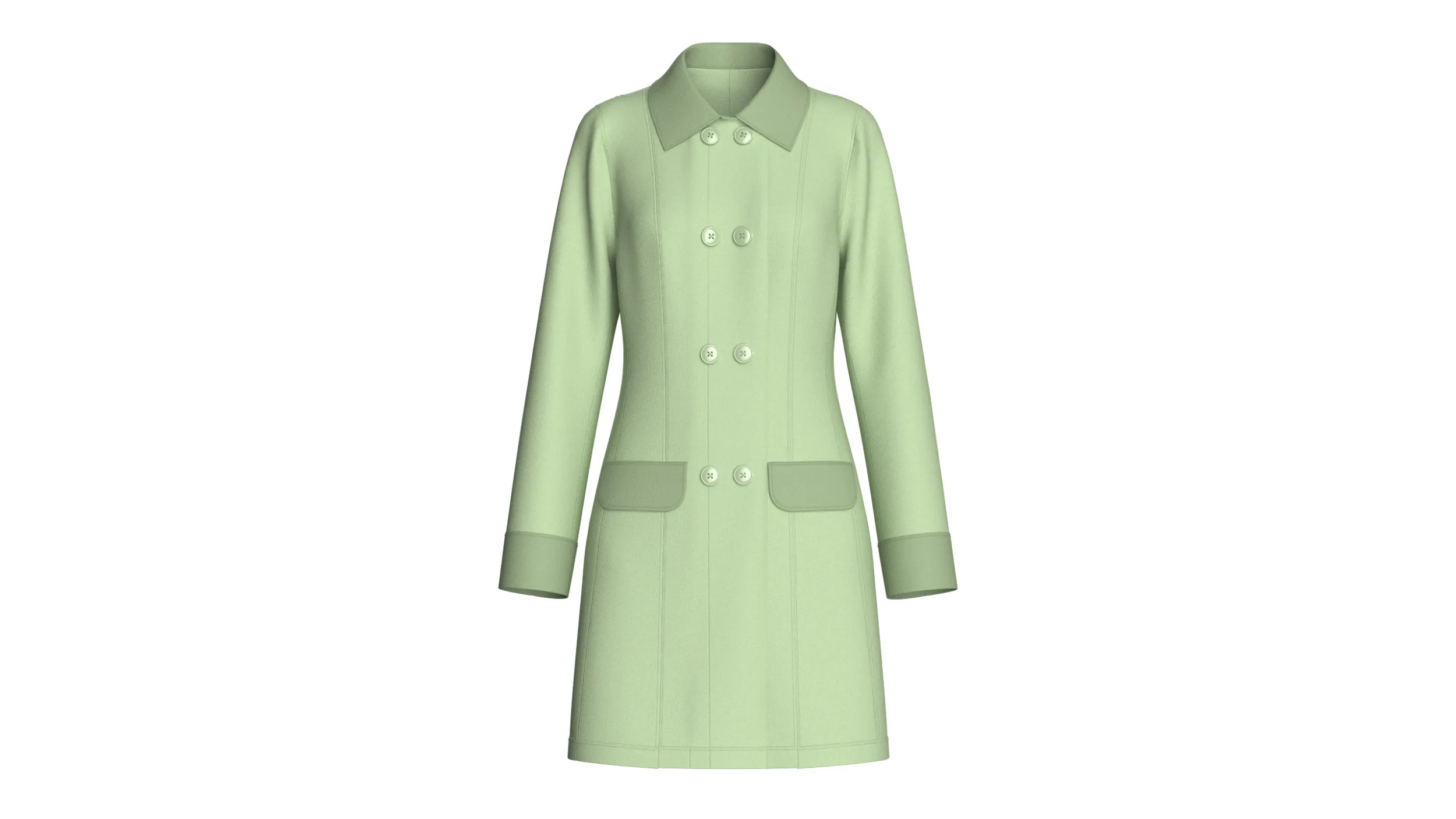 Girls Double-Breasted Overcoat With Collar 3D Model .c4d .max .obj .3ds .fbx .stl .blend 