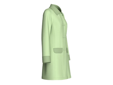 Girls Double-Breasted Overcoat With Collar 3D Model