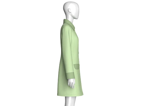 Girls Double-Breasted Overcoat With Collar 3D Model