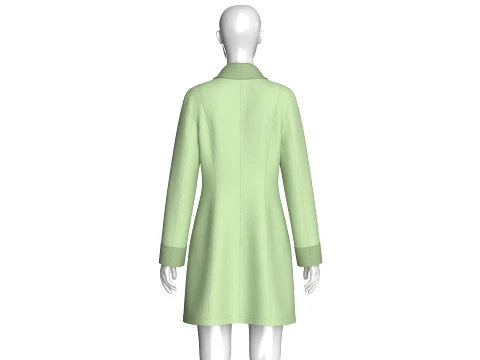 Girls Double-Breasted Overcoat With Collar 3D Model
