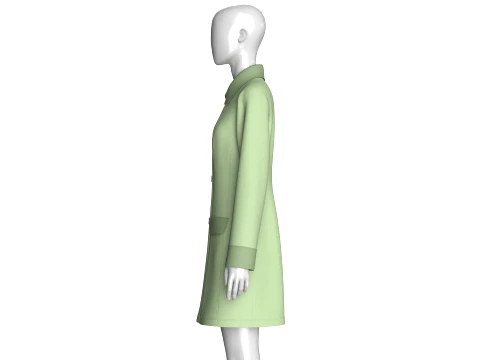 Girls Double-Breasted Overcoat With Collar 3D Model