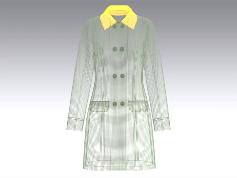 Girls Double-Breasted Overcoat With Collar 3D Model