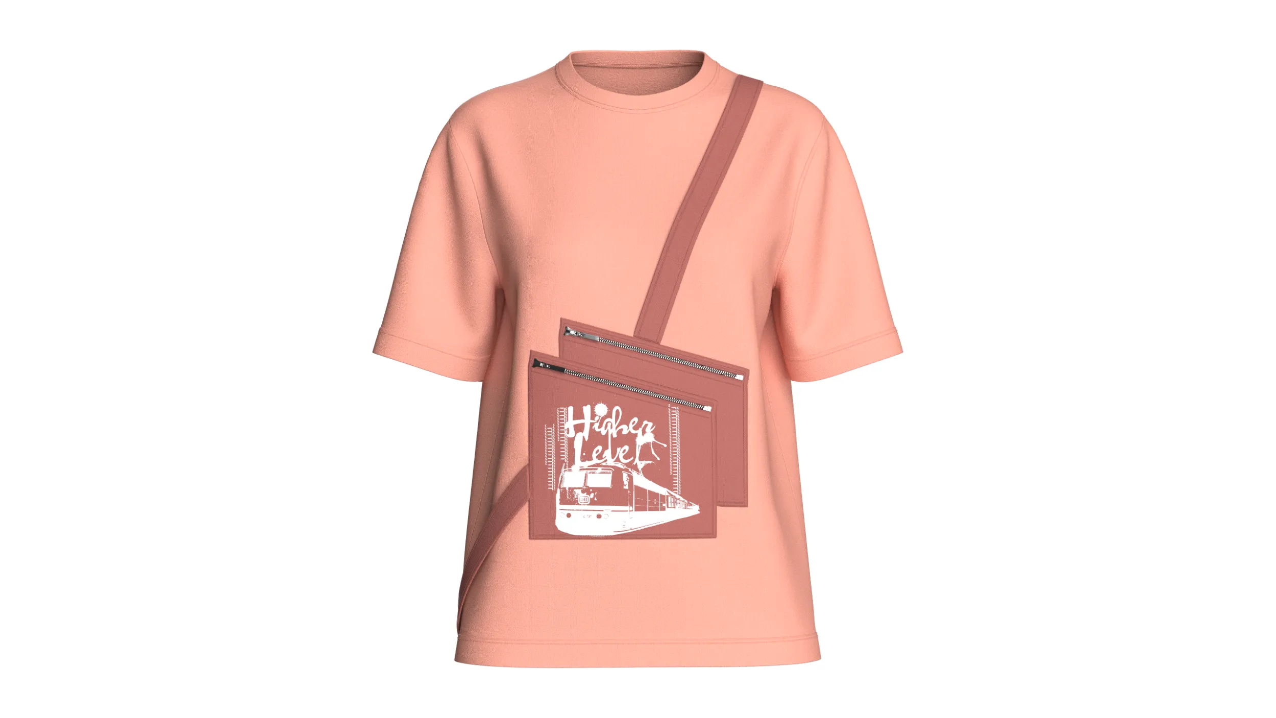 Girls Printed Cross Body Zip Pocket T-Shirt 3D Model .c4d .max .obj .3ds .fbx .stl .blend 