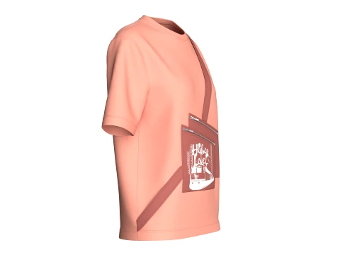 Girls Printed Cross Body Zip Pocket T-Shirt 3D Model