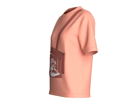 Girls Printed Cross Body Zip Pocket T-Shirt 3D Model