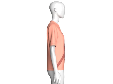 Girls Printed Cross Body Zip Pocket T-Shirt 3D Model