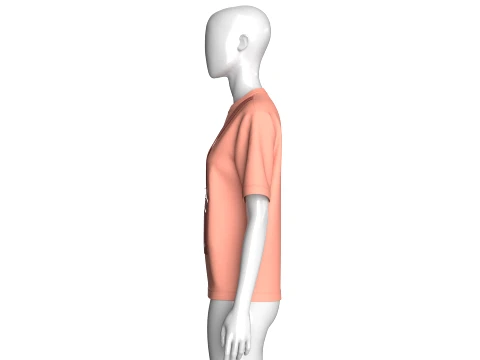Girls Printed Cross Body Zip Pocket T-Shirt 3D Model