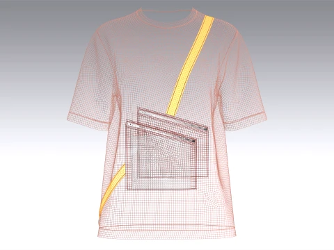 Girls Printed Cross Body Zip Pocket T-Shirt 3D Model
