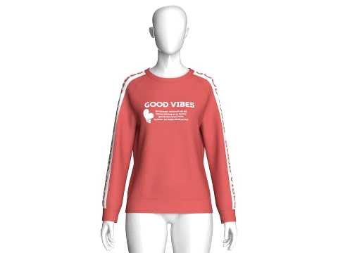 Girls Printed Raglan Sweatshirt With Striped 3D Model