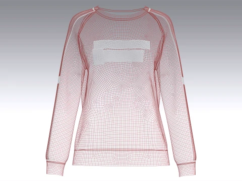 Girls Printed Raglan Sweatshirt With Striped 3D Model