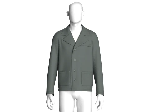 Men Camp Collar Relaxed-Fit Blazer 3D Model