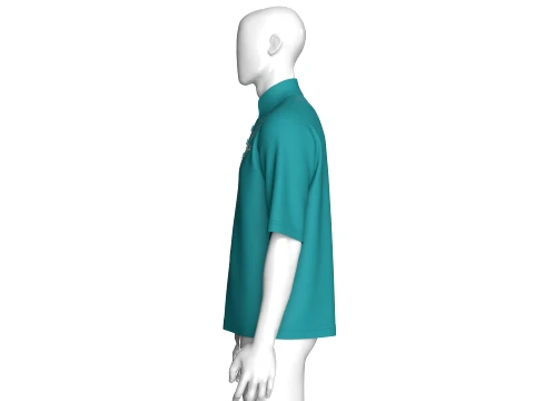 Men Printed Tshirt With 3-Button Placket 3D Model