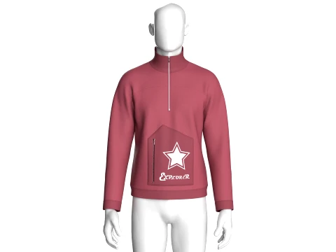 Men Quarter-Zip Jacket With Zip Pocket 3D Model