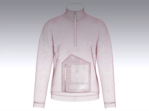 Men Quarter-Zip Jacket With Zip Pocket 3D Model