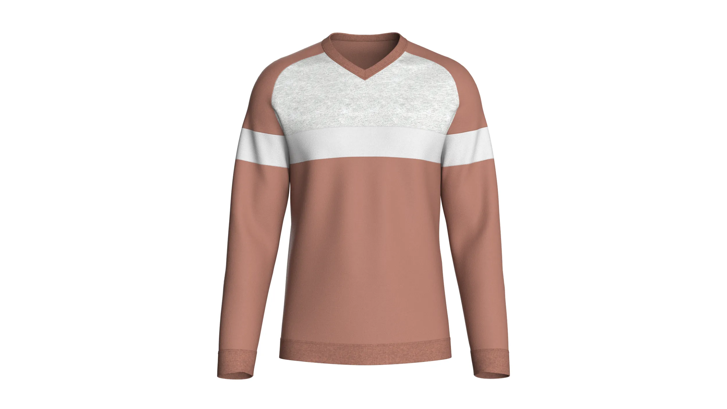 Men V-Neck Color Block Sweatshirt 3D Model .c4d .max .obj .3ds .fbx .stl .blend 