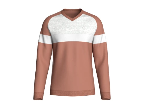 Farbblock-Sweatshirt f&uuml;r Herren mit V-Ausschnitt 3D Modell