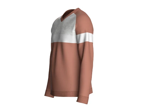 Men V-Neck Color Block Sweatshirt 3D Model