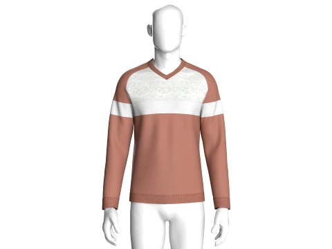 Men V-Neck Color Block Sweatshirt 3D Model