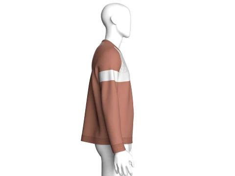 Men V-Neck Color Block Sweatshirt 3D Model