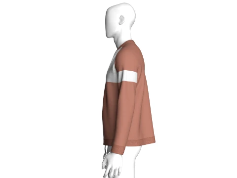 Men V-Neck Color Block Sweatshirt 3D Model
