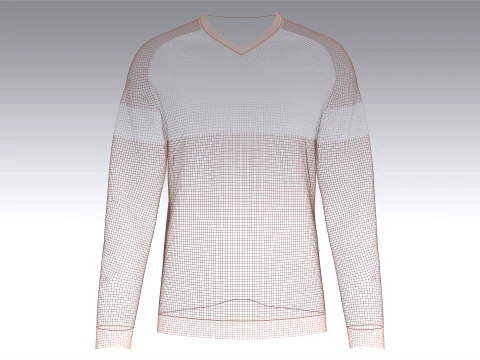 Men V-Neck Color Block Sweatshirt 3D Model