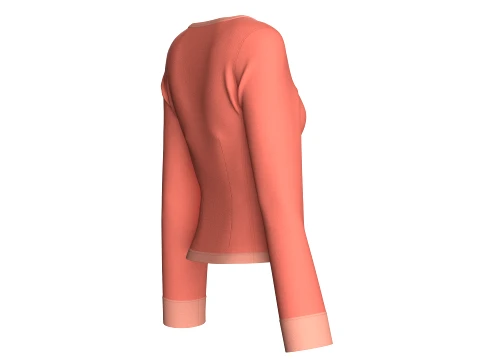 Girls Crop Square-Neck Double Breasted Blazer 3D Model