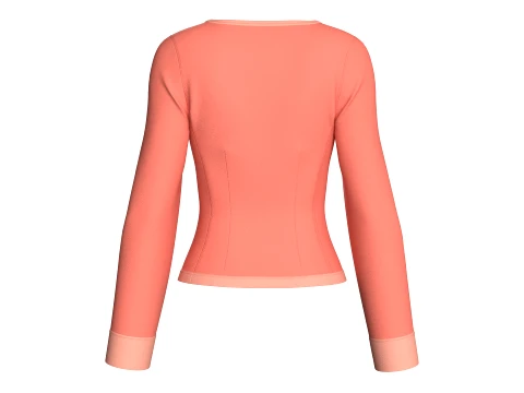 Girls Crop Square-Neck Double Breasted Blazer 3D Model