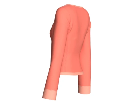 Girls Crop Square-Neck Double Breasted Blazer 3D Model