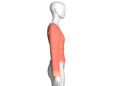 Girls Crop Square-Neck Double Breasted Blazer 3D Model
