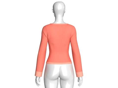Girls Crop Square-Neck Double Breasted Blazer 3D Model
