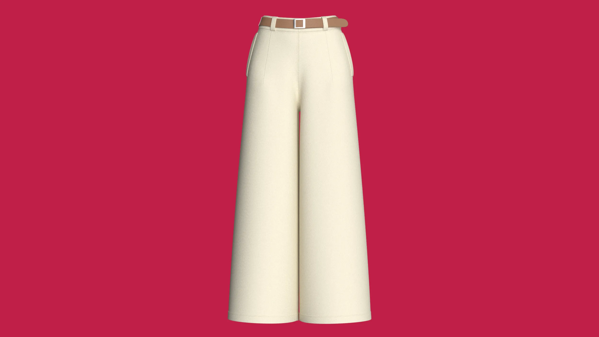 Girls High-Waisted Wide Leg Pant With Belt 3D Model .c4d .max .obj .3ds .fbx .stl .blend 