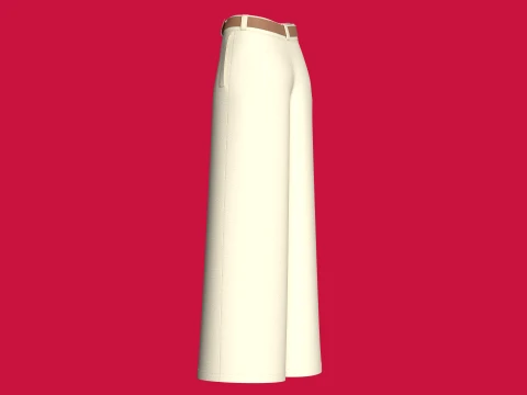 Girls High-Waisted Wide Leg Pant With Belt 3D Model