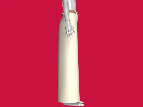Girls High-Waisted Wide Leg Pant With Belt 3D Model