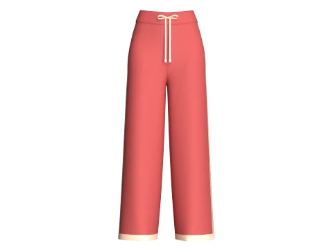 Pantalones deportivos de pierna ancha con panel de encaje lateral para niñas Modelo 3D