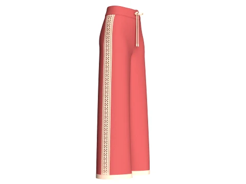 Girls Wide-Leg Side Lace Panel Sweatpant 3D Model