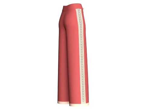 Girls Wide-Leg Side Lace Panel Sweatpant 3D Model